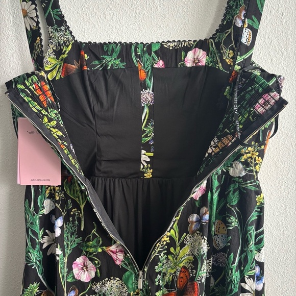 NWT Avec Les Filles Floral Botanical Butterfly Print Corset Fit & Flare Dress 6 - Picture 9 of 13